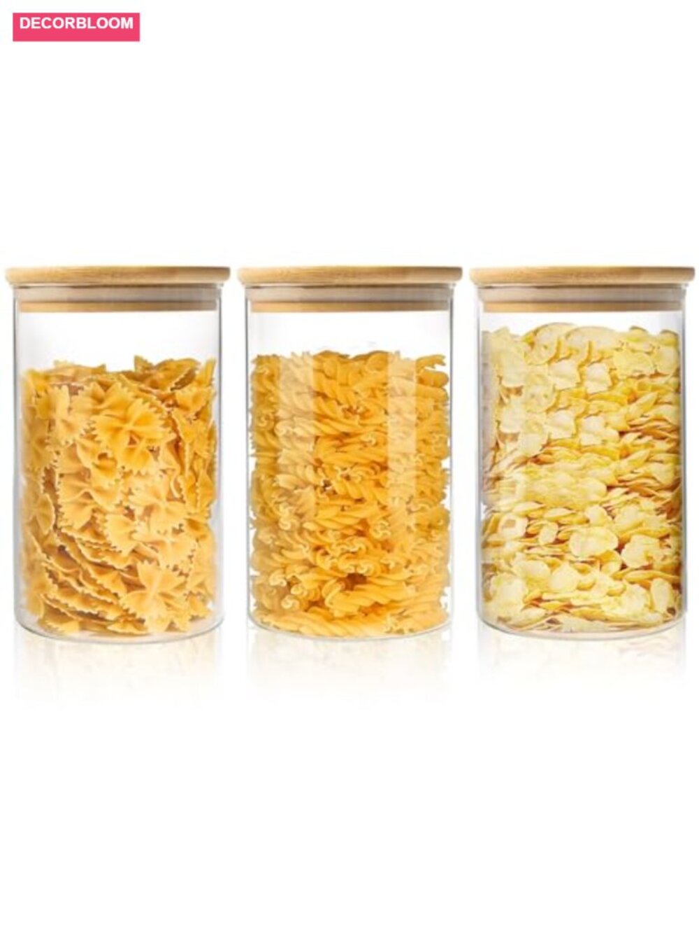 3 Pack Glass Food Storage Jars with Bamboo Lids, Airtight 32 Oz Canisters